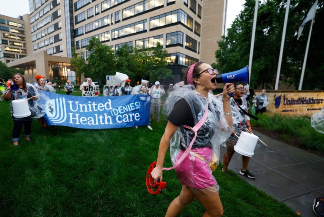 CEO, xIn this July 15, 2024, file photo, health care advocates risk arrest protesting care denials at UnitedHealthcare, on July 15, 2024, in Minnetonka, Minnesota. David Berding/Getty Images for People's Action Institute, FILE  