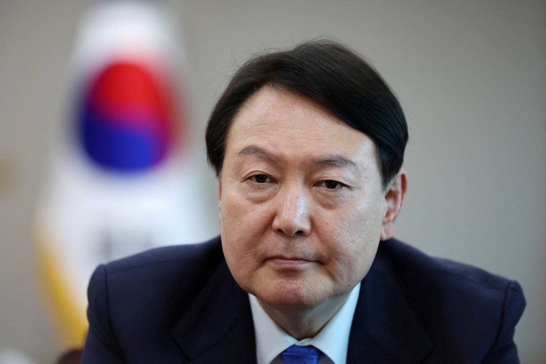 South Korean President Yoon Suk-yeol at the Presidential Office in Seoul on April 18.