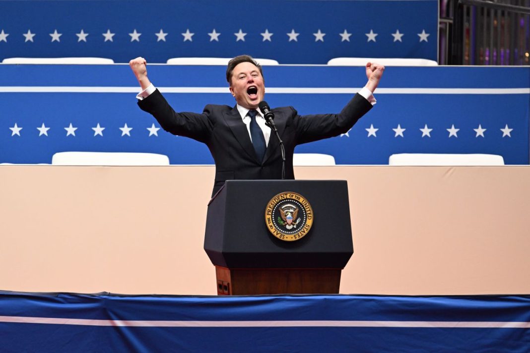 Elon Musk speaks at Capital One arena in Washington, DC on Monday, January 20, 2025. | Will Lanzoni/CNN  