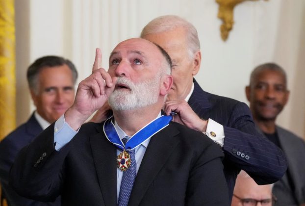 President Joe Biden presents the Presidential Medal of Freedom to Chef and head of World Central Kitchen Jose Andres in the East Room of the White House, in Washington, D.C., Jan. 4, 2025. | Ken Cedeno/Reuters