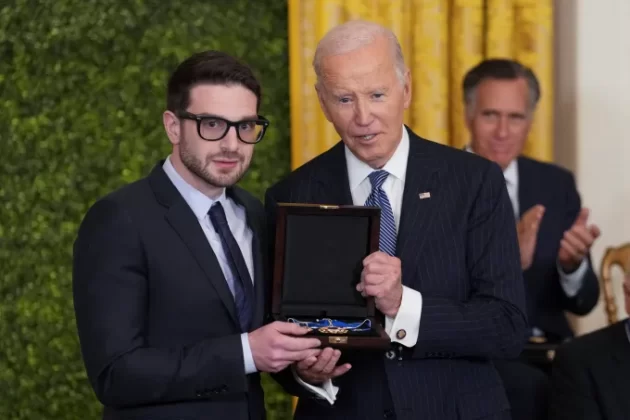 George Soros was awarded the Presidential Medal of Freedom by Biden on January 4, 2025. Alex Soros accepted the honor on behalf of his father. | AFP via Getty Images