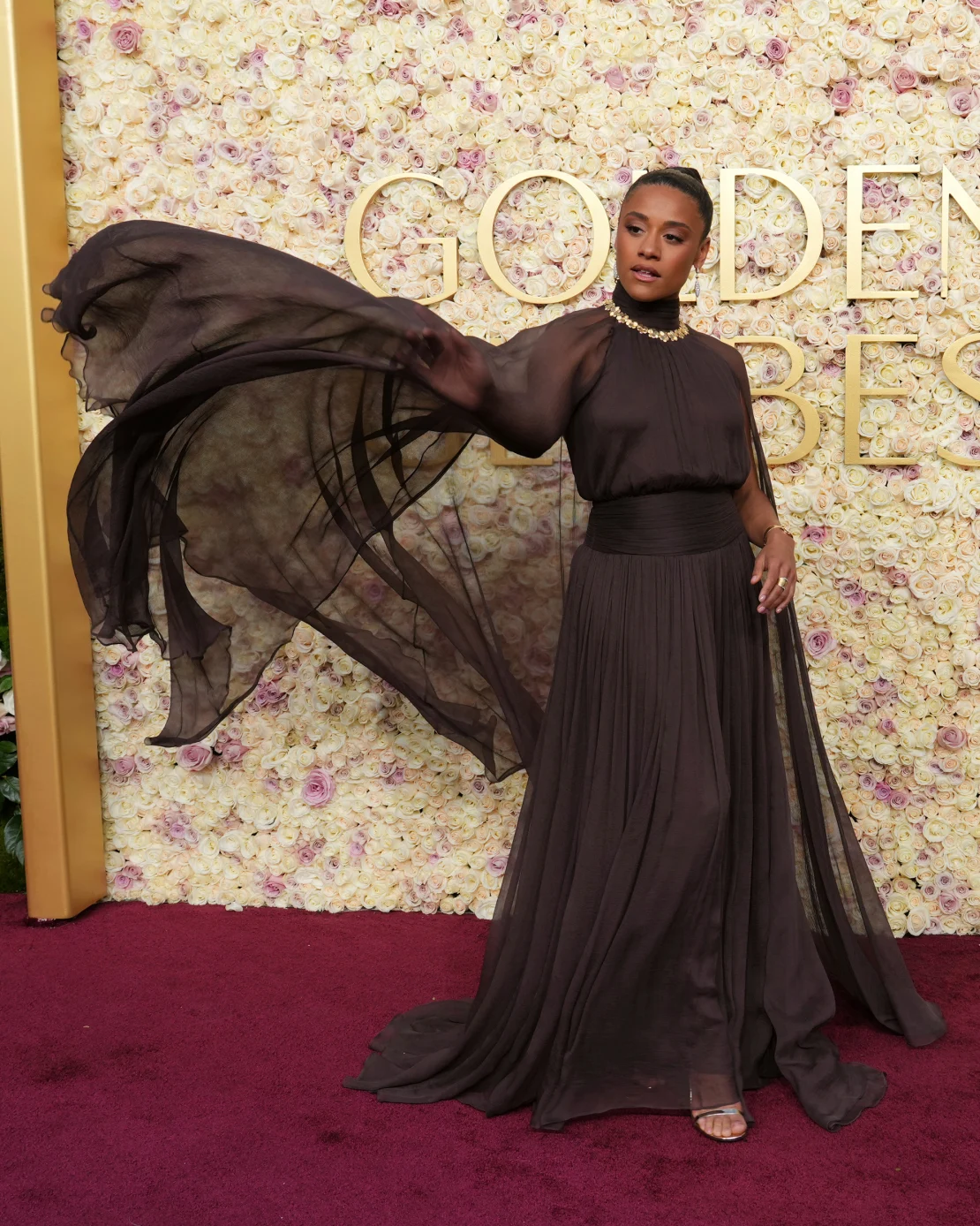Ariana DeBose opted for an ethereal brown chiffon gown. Jordan Strauss/Invision/AP