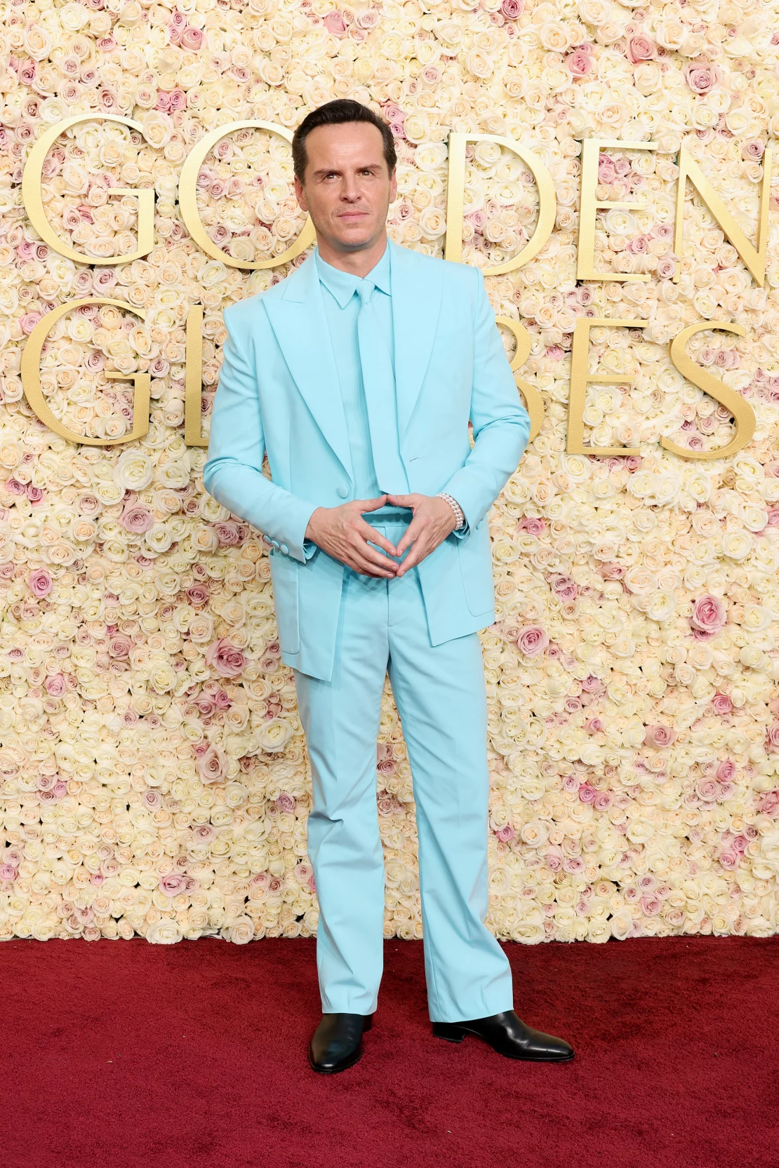 Andrew Scott in a baby blue Vivienne Westwood suit. Amy Sussman/Getty Images