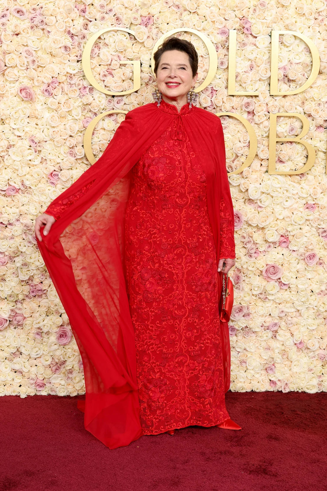 Isabella Rossellini arrived in a custom long-sleeve Dolce & Gabbana gown. Amy Sussman/Getty Images