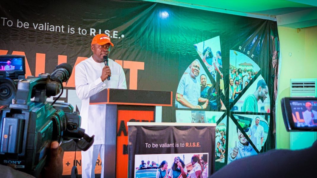 Valentine Ozigbo addresses the audience at the launch of the Valiant Movement in Awka, Anambra State on February 22, 2025. | The Trent/Clinton Oguh