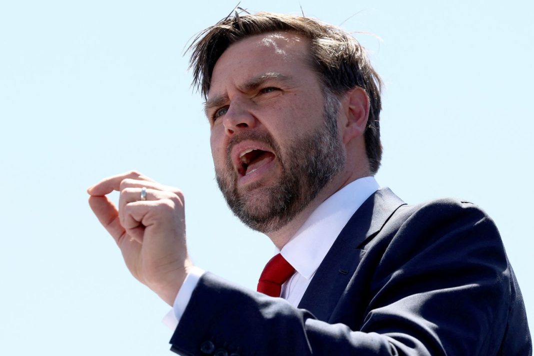 Vice President JD Vance speaks during a tour of Nucor Steel Berkeley in Huger, South Carolina, on May 1. Kevin Lamarque/Reuters