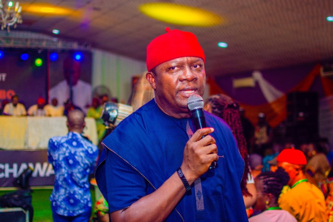 Valentine Ozigbo, a governorship aspirant of the All Progressives Congress (APC), speaks at a Townhall event he hosted for APC stakeholders in Anambra Central Senatorial Zone in Awka, Anambra State on Saturday, March 29, 2025. | Williams Beljay/The Trent