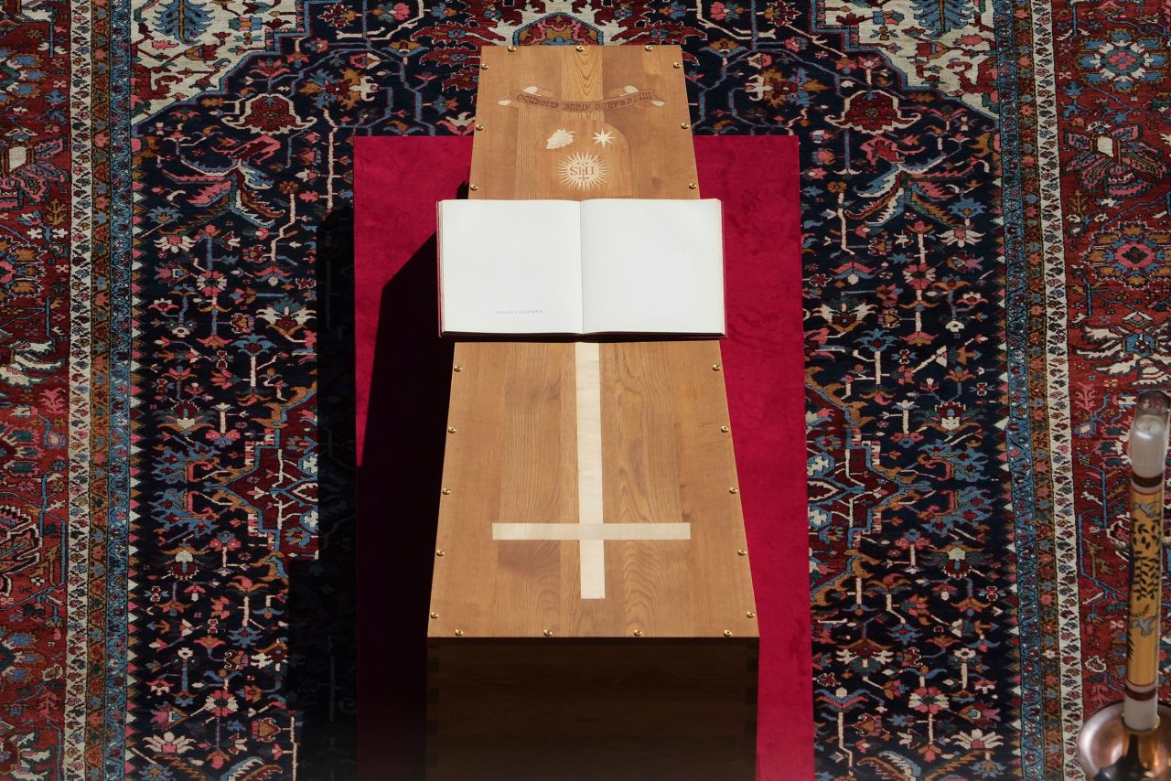 The Book of the Gospels lies on the coffin of Pope Francis during his funeral on Saturday, April 26, 2025. | Alessandra Tarantino/AP