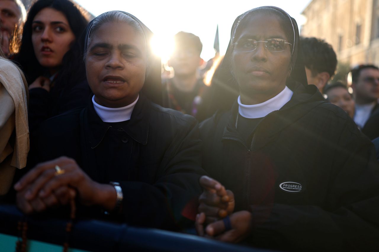 Nuns gather in Vatican City ahead of Saturday's funeral service. Mario Tama/Getty Images