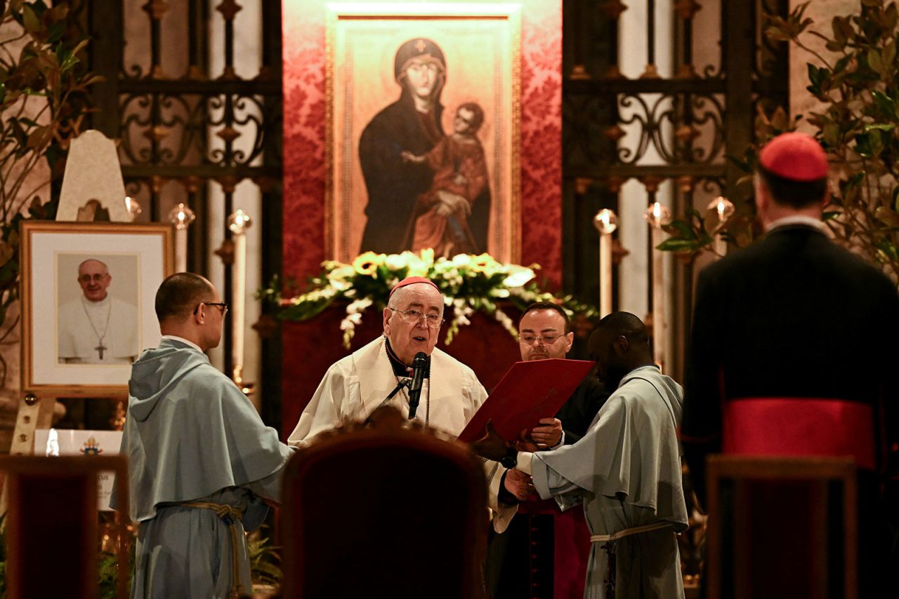 Cardinal Stanislaw Rylko attends a rosary for Pope Francis at Basilica of Santa Maria Maggiore on Monday, April 21, 2025. | Dylan Martinez/Reuters