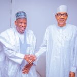 Former President Muhammadu Buhari receives a delegation of APC Leaders, led by National Chairman, Abdullahi Ganduje at his residence in Kaduna on Friday, April 11, 2025.
