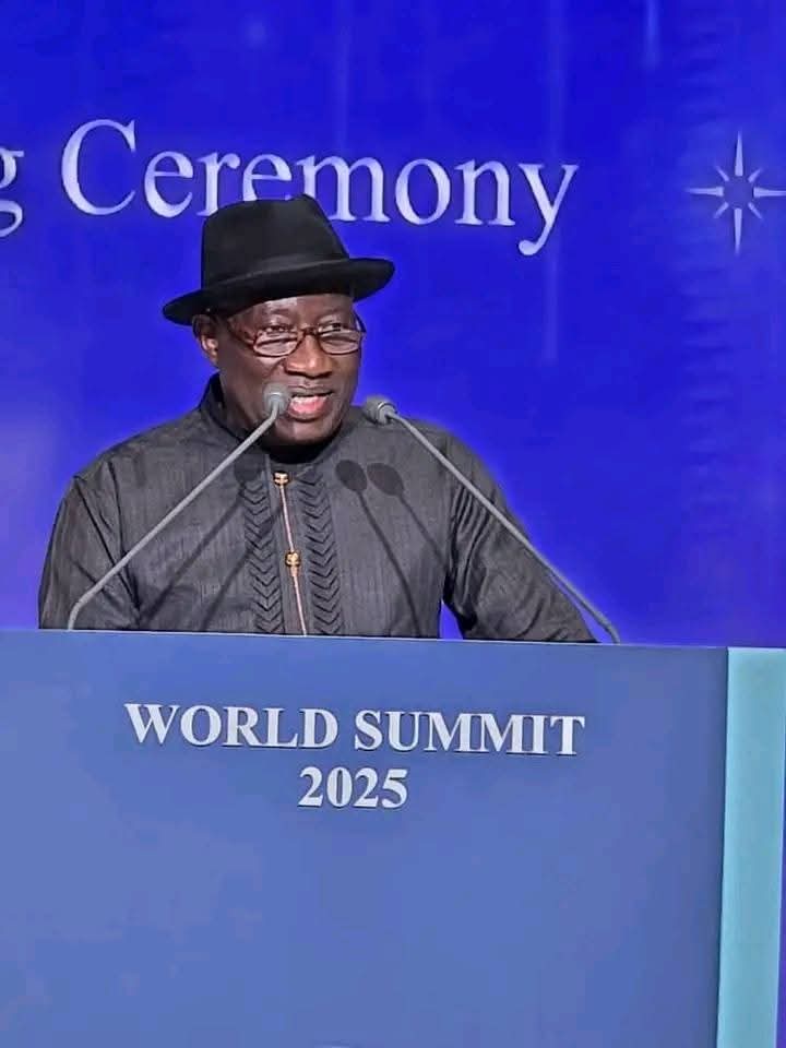 GEJ Sunhak Goodluck Jonathan speaking at the 2025 Sunhak Peace Awards in Seoul Korea on Friday, April 11, 2025
