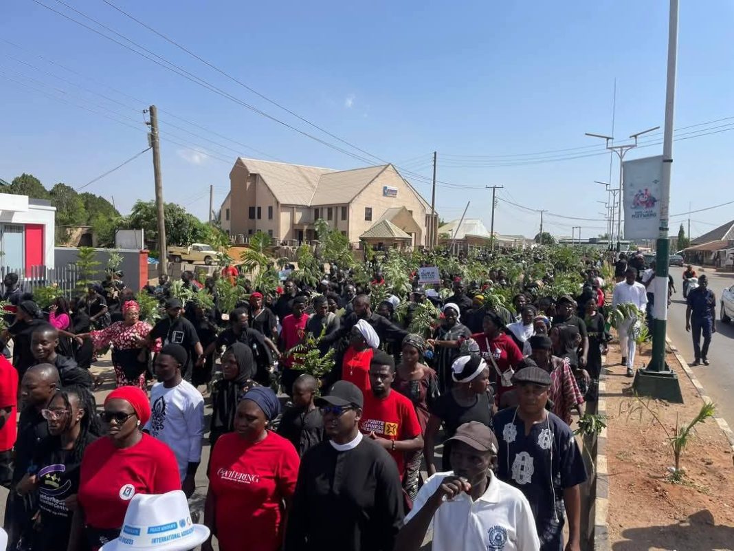 Residents of Jos protest incessant killings in Plateau State on Monday, April 21, 2025