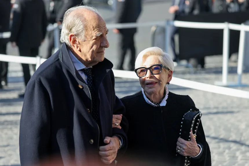 Italian fashion designer Anna Fendi, who with her sisters Paola, Franca, Carla and Alda transformed Fendi into the global luxury brand it is today, attends Valentino Garavani’s funeral at the Basilica of Santa Maria degli Angeli e dei Martiri in Rome on Friday, January 23, 2026. | Yara Nardi/Reuters
