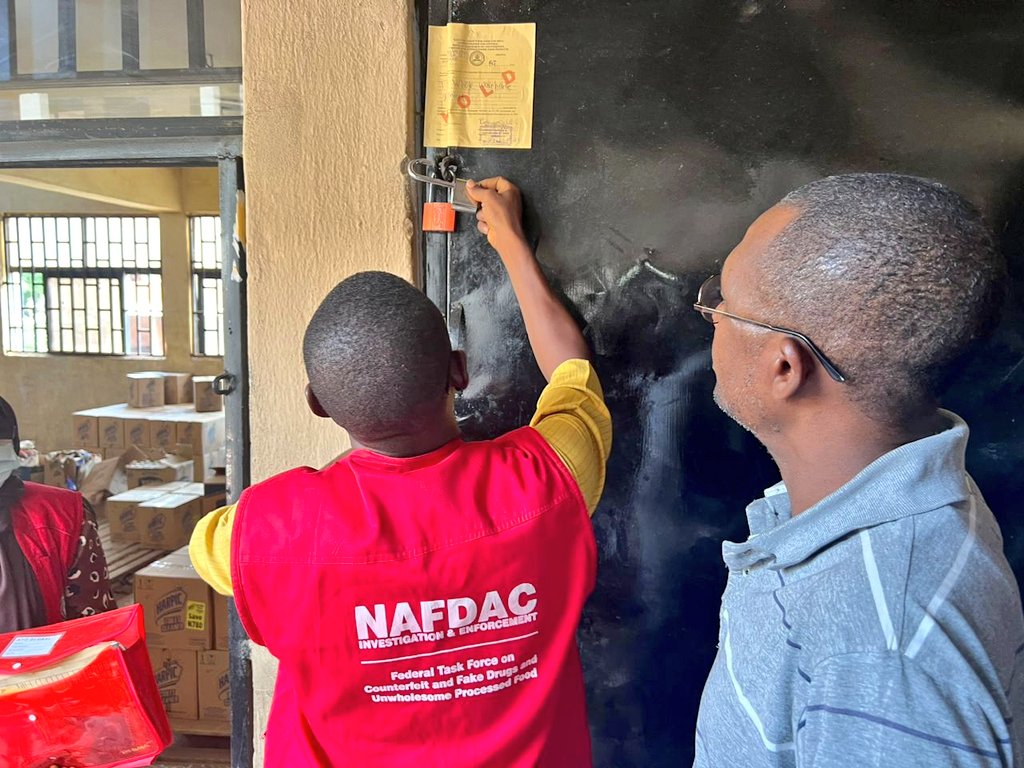 NAFDAC Officials of NAFDAC seal off a business premises. | NAFDAC Handout