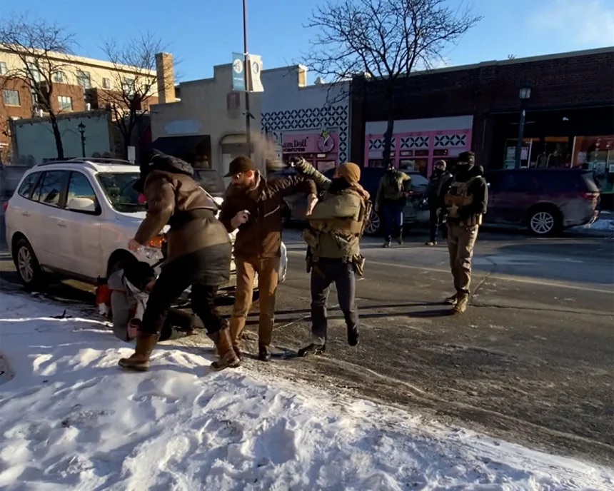Videos show agents pepper-spraying Alex Pretti before wrestling him to the ground. An agent wearing a gray jacket can be seen removing a gun from Pretti just prior to officers fatally shooting him. Obtained by CNN