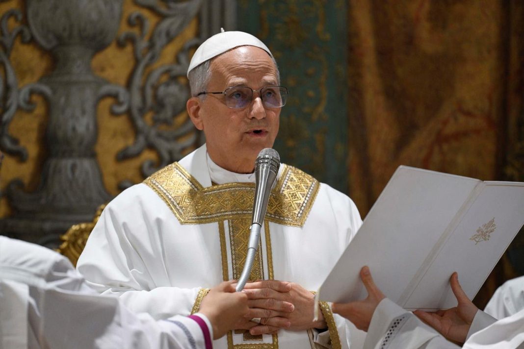 Newly elected Pope Leo celebrates his first mass as pontiff at Saint Peter's Basilica on Friday, May 9, 2025. | AP