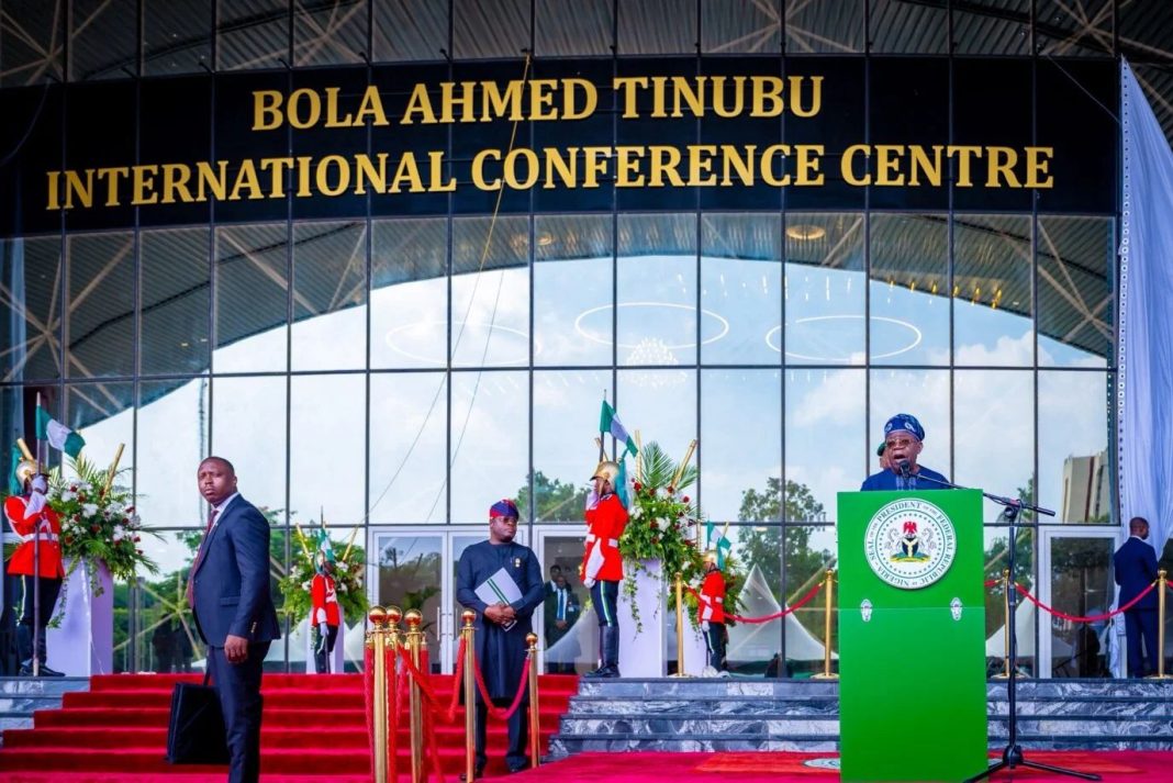 President Bola Tinubu at the newly renamed Bola Ahmed Tinubu International Conference Centre