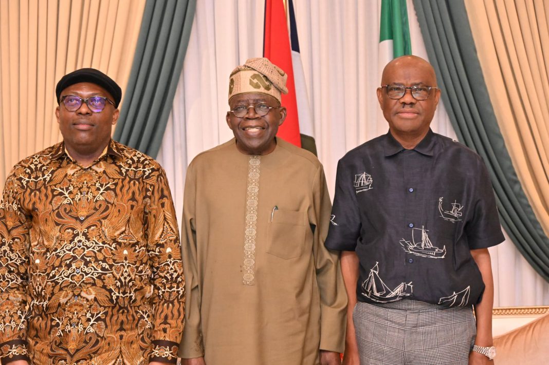President Bola Tinubu holds peace talks between suspended Rivers State Governor Siminalayi Fubara and FCT Minister, Nyesom Wike in Abuja on Thursday, June 26, 2025 | Photo Credit: Bayo Onanuga on X