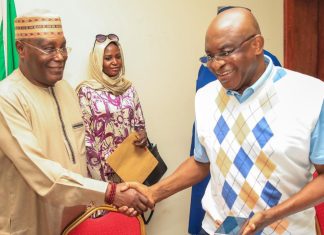 Political Jolt as INEC Withdraws Backing for David Mark-Led ADC NWC Senator David Mark shakes hands with Atiku Abubakar as African Democratic Congress (ADC) leaders hold meeting in Abuja on Thursday, September 25, 2025