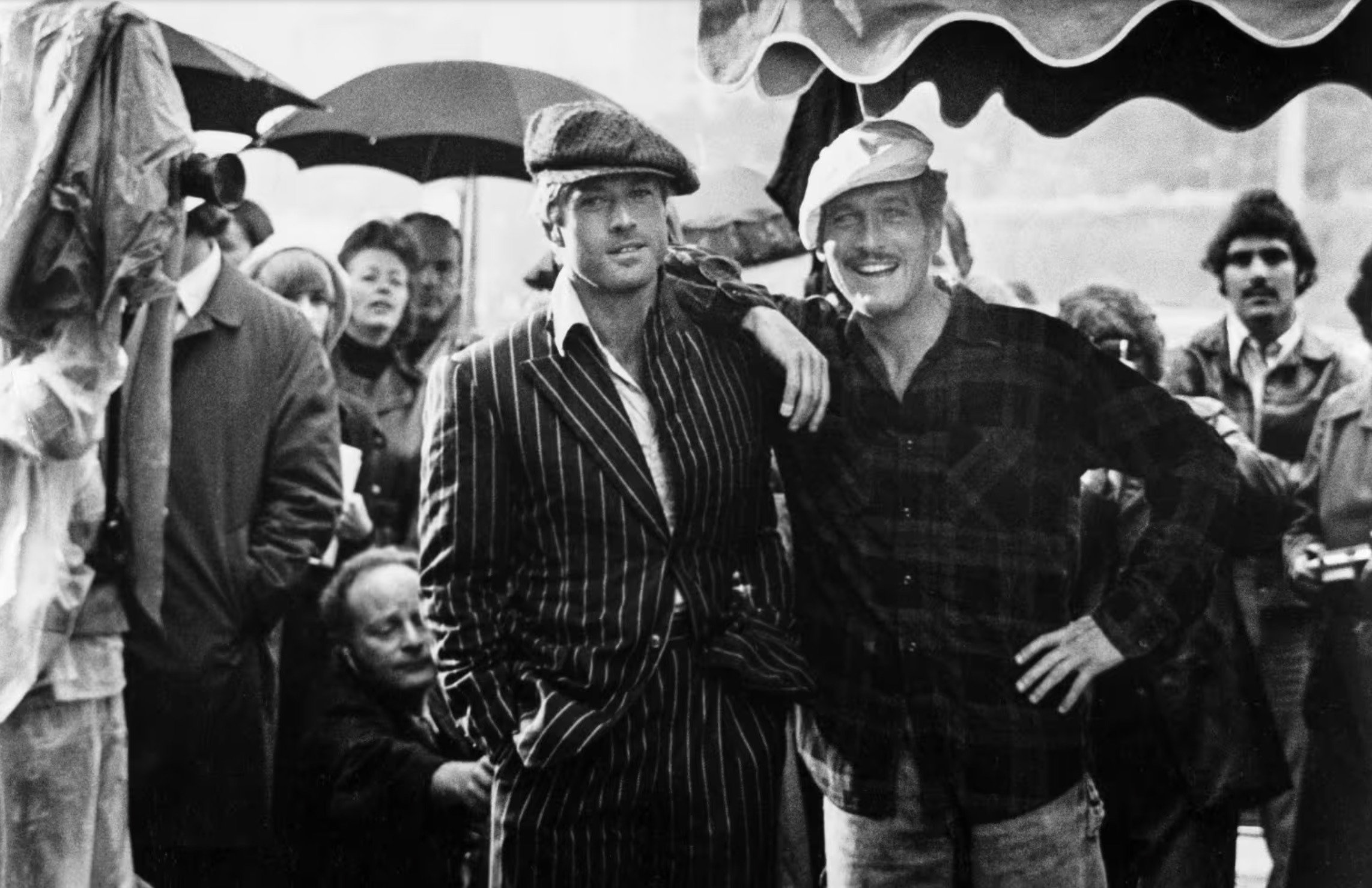 Robert Redford as Johnny Hooker and Paul Newman as Henry Gondorff on the set of the film "The Sting," in 1973. | Silver Screen Collection/via Getty Images file