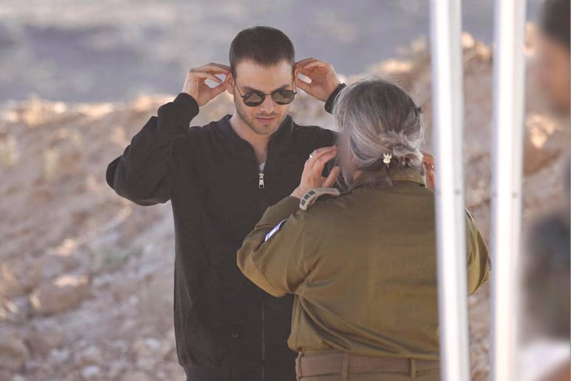 Alon Ohel with an IDF representative. | GPO 