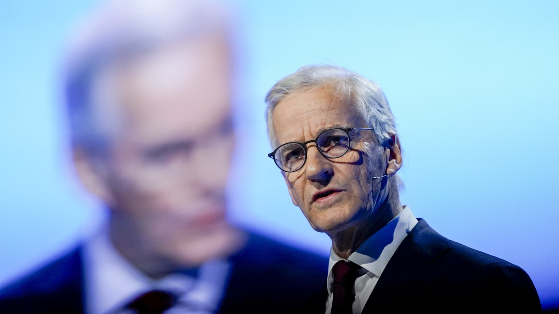 Norway's Prime Minister Jonas Gahr Store gives a speech during the Autumn 2024 conference of Equinor, a Norwegian multinational energy company, in Oslo, Norway on November 26, 2024.
