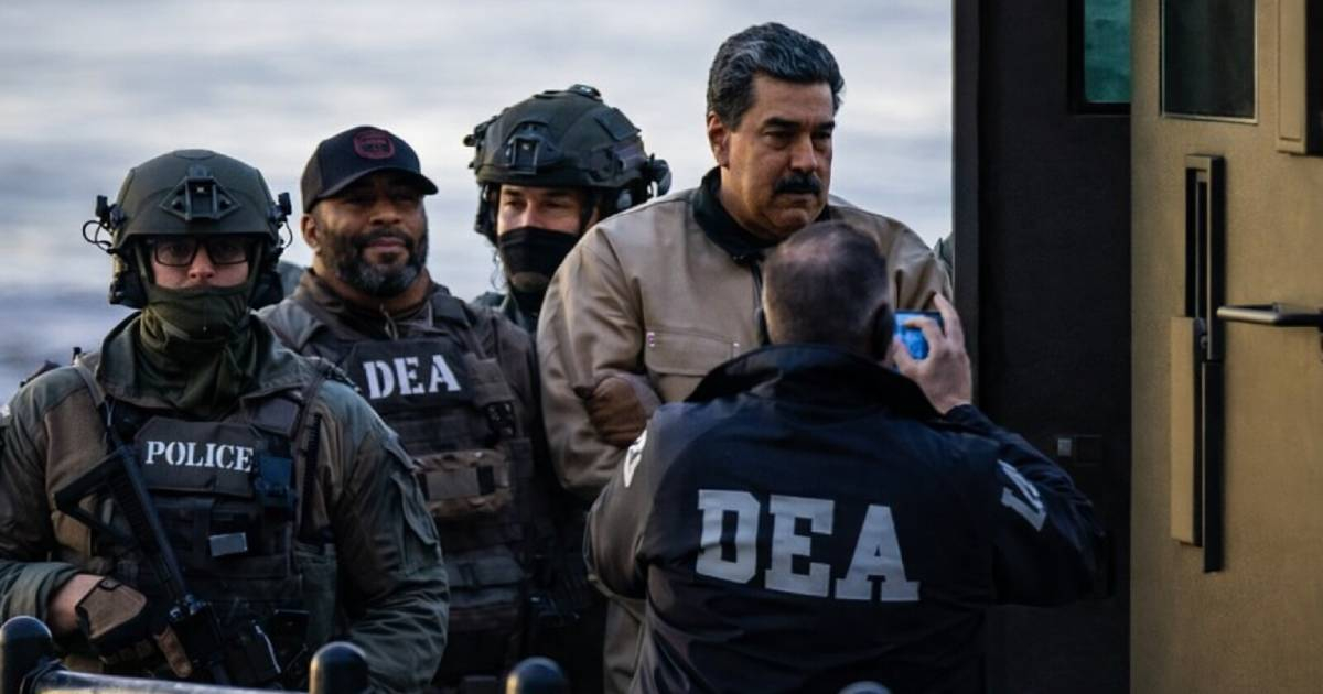 Venezuelan President Nicolás Maduro is seen here being escorted by U.S. federal agents after disembarking from a helicopter. | Screengrab from Univision