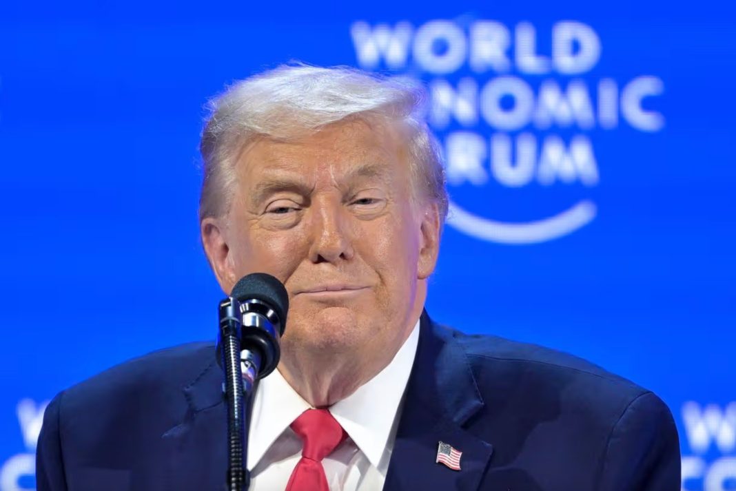 Donald Trump speaks during the 56th annual meeting of the World Economic Forum in Davos