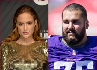 After Exposing Size of Ex- Husband’s Manhood Online, Swimsuit Model Claims ‘Free Speech’ Composite: Model Haley Kalil is pictured on the red carpet at the 2017 Sports Illustrated Sportsperson of the Year Awards in New York. Matt Kalil #75 of the Minnesota Vikings stands on the sidelines during a game against the Tennessee Titans at Nissan Stadium on September 11, 2016, in Nashville, Tennessee. | Wesley Hitt/Getty Images; Getty Images