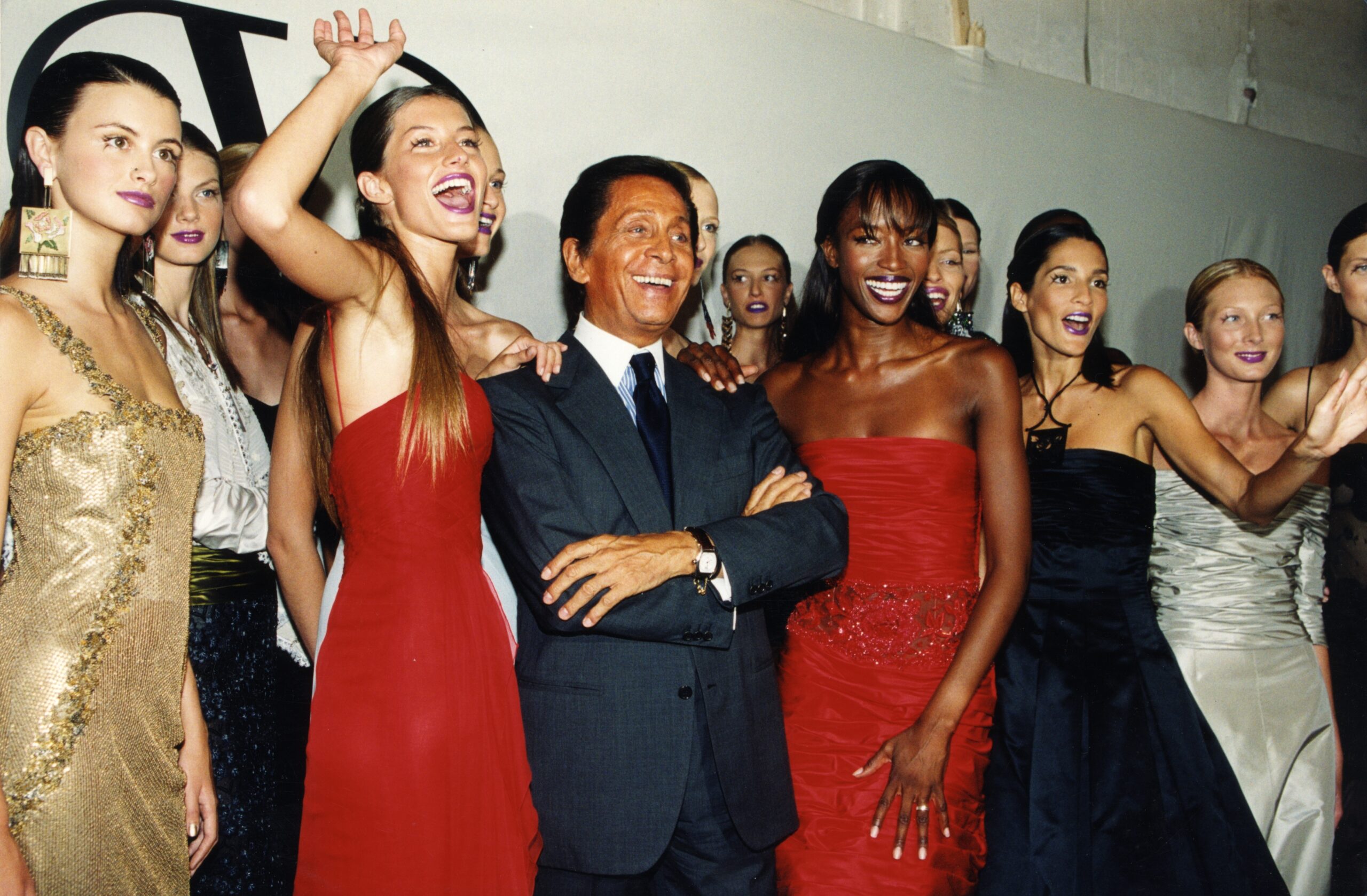 Mr Valentino Garavani pictured with top super models 