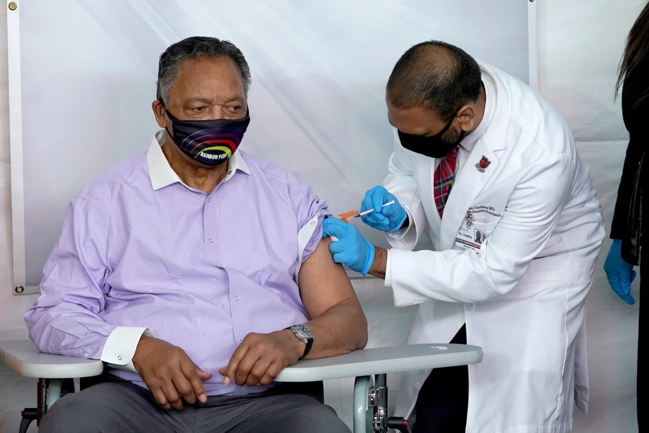 Jackson receives his first shot