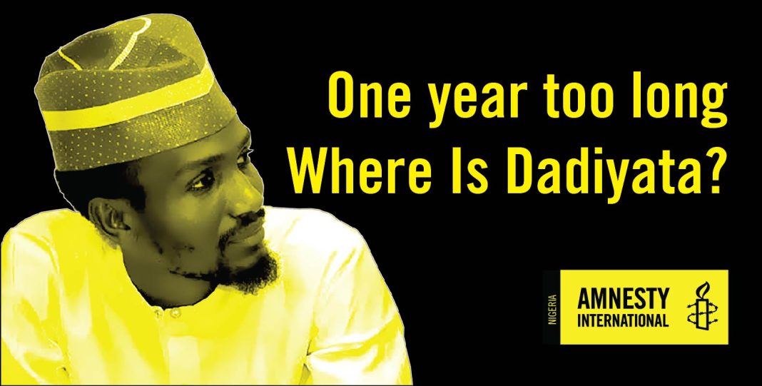 Amnesty International poster drawing attention to the disappearance of Dadiyata.