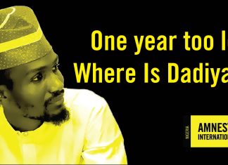Dadiyata: Wife of Missing Nigerian Activist Appeals to Nasir El-Rufai Amid His Detention Amnesty International poster drawing attention to the disappearance of Dadiyata.