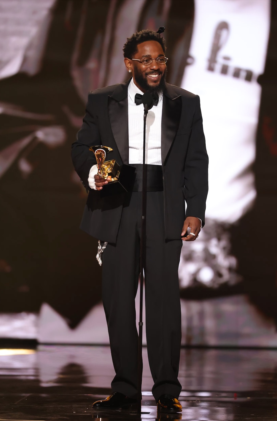 LOS ANGELES, CALIFORNIA – FEBRUARY 01: Rapper Kendrick Lamar attends the 68th GRAMMY Awards wearing Chanel and Cartier. The historic music industry event held at Crypto.com Arena on Sunday, February 1, 2026, in Los Angeles, California. | Kevin Winter/Getty Images