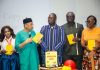 Betty Irabor Weeps, Olumide Akpata Urges Deeper Dialogue at Launch of Chude Jideonwo’s Memoir LAGOS, NIGERIA – JANUARY 29, 2026: From left, Shaffy Bello, Pat Utomi and Chude Jideonwo stand on stage during the launch of How Depression Saved My Life at Alliance Française, Ikoyi, an evening that evolved into a moment of emotional openness and public reflection. | Photo Provided by Red Media