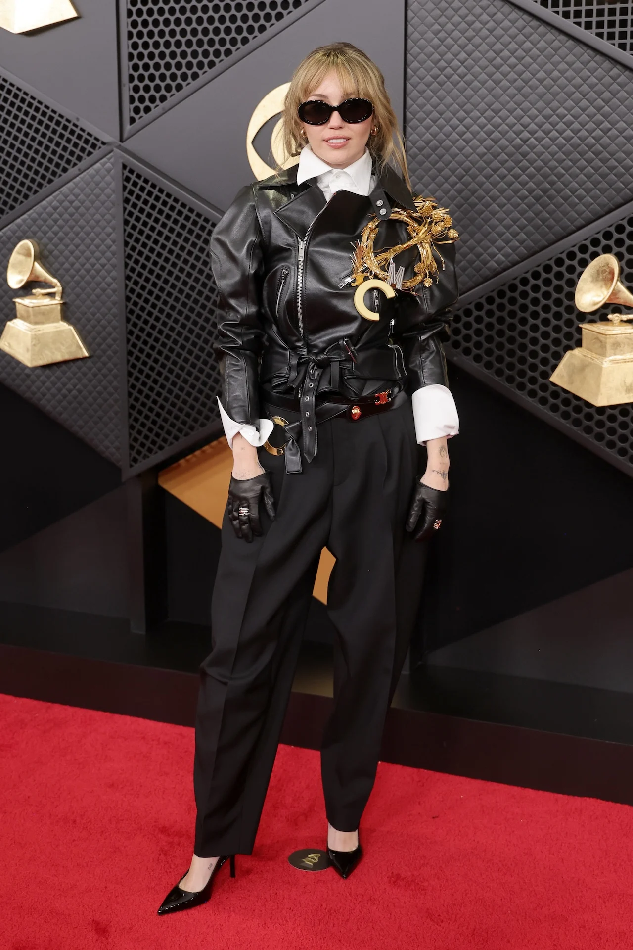 LOS ANGELES, CALIFORNIA – FEBRUARY 01: Miley Cyrus arrives at the 68th GRAMMY Awards wearing Céline. The historic music industry event held at Crypto.com Arena on Sunday, February 1, 2026, in Los Angeles, California. | Brianna Bryson/WireImage