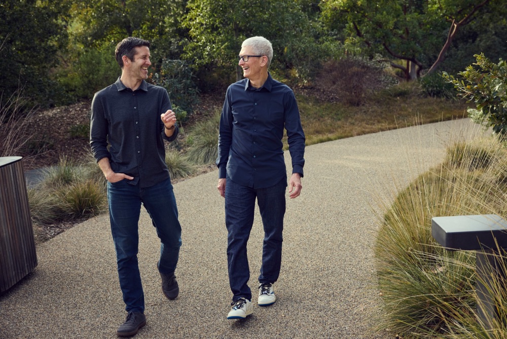 Tim Cook and John Ternus at Apple Park.
