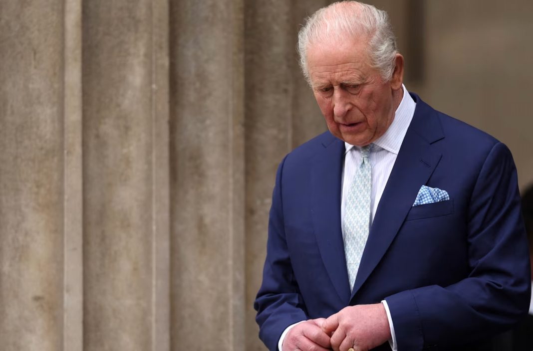 Britain's King Charles III leaves the British Museum after viewing the final design for the Queen Elizabeth Memorial, in central London on April 21, on the day marking what would have been the late monarch's 100th birthday. Adrian Dennis/AFP/Getty Images