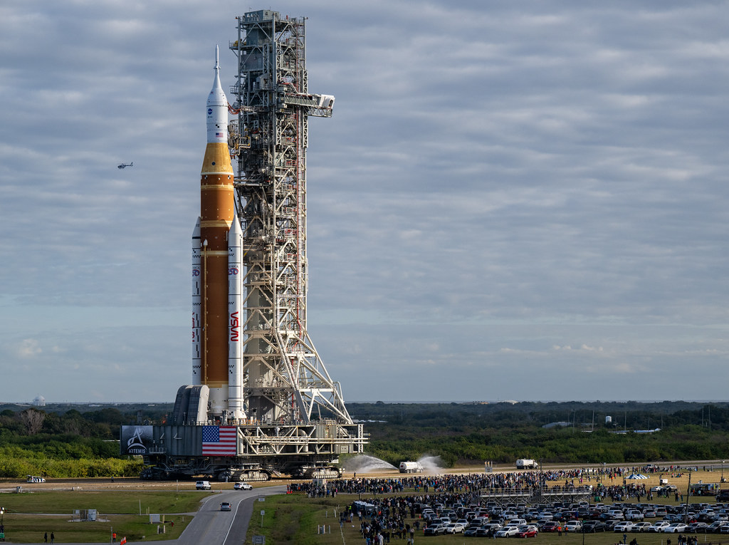 The scene of Artemis II rocket at the National Aeronautics and Space Administration (NASA) compound in Florida. | NASA