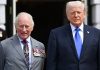 Trump Says He Will Drop Whiskey Tariffs After Visit by King Charles III President Donald Trump stands with Britain's King Charles at the White House, in Washington, D.C.