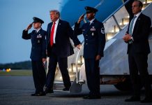 Trump Vows Retaliation After Iran Downed U.S. Military Helicopter Near Strait of Hormuz Helicopter, President Donald Trump steps off of Air Force One after landing at Morristown Airport on June 5, 2026 in Morristown, New Jersey.
