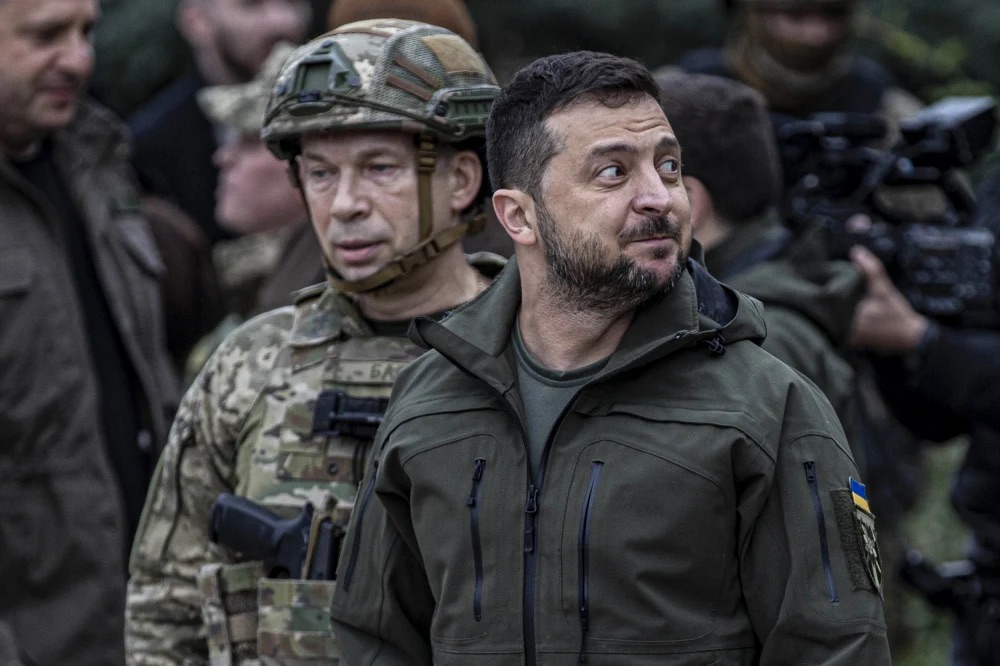 Oleksandr Syrskyi and Volodymyr Zelenskyy in Kharkiv, Ukraine, in 2022.