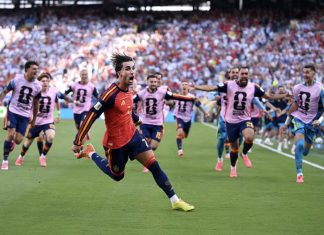 BREAKING: Spain Defeats Argentina, Wins 2026 World Cup Ferran Torres of Spain celebrates after scoring the first goal of the game against Argentina at New York New Jersey Stadium on Sunday, July 19, 2026.