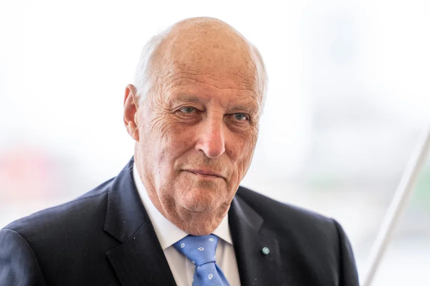 Norway's King Harald during a press conference