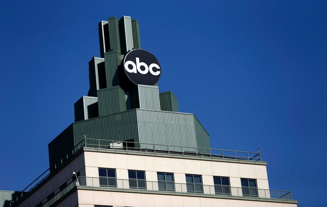 A logo for ABC is pictured atop a building in Burbank, California February 5, 2014.