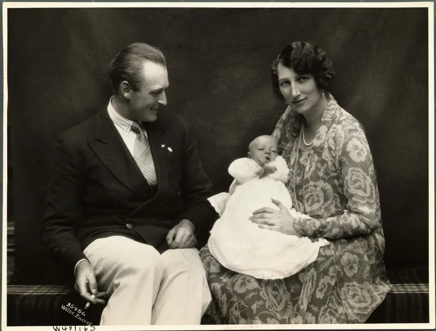 Crown Prince Olav and Crown Princess Martha of Norway with Prince Harald on December 22, 1938. Bettmann/Getty images