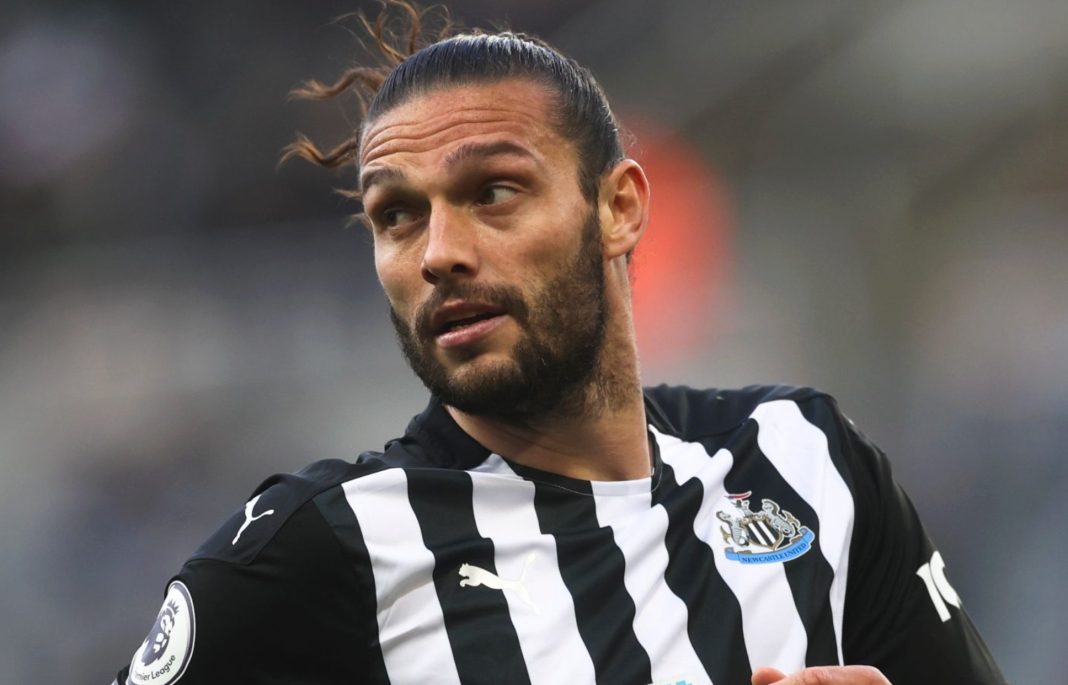 Andy Carroll pictured playing for Newcastle United in 2021.