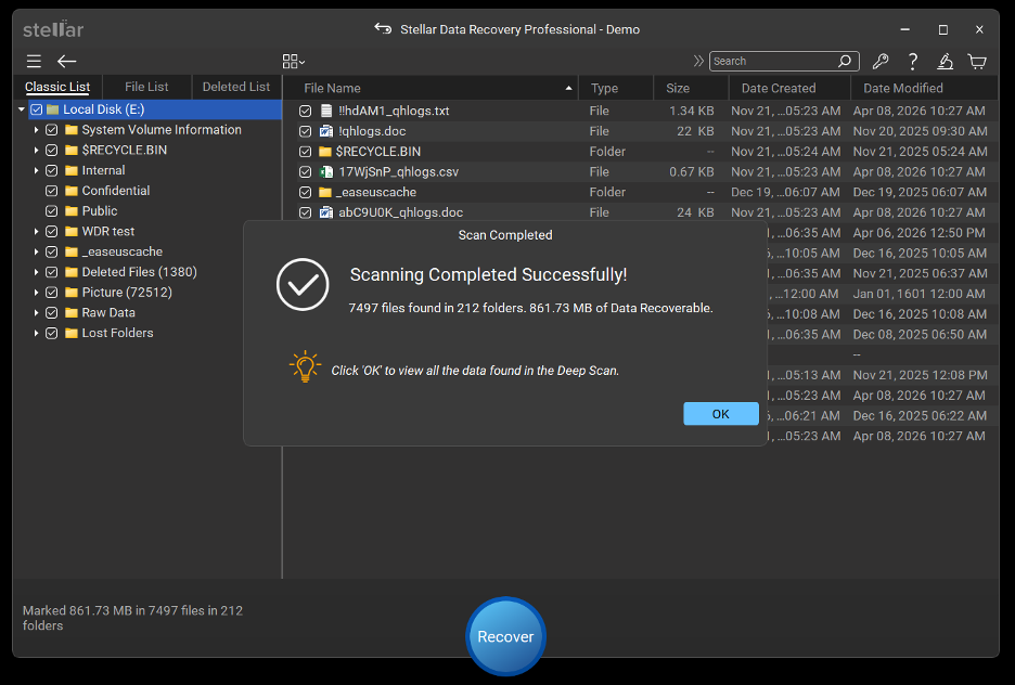 • Click Scan. A screen displaying the scanning process will appear. 