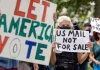 US Supreme Court Blocks Trump’s Mail Ballot Rules Ahead of the Midterm Elections Protesters demonstrate in front of the home of then-Postmaster General Louis DeJoy over mail-in balloting concerns.